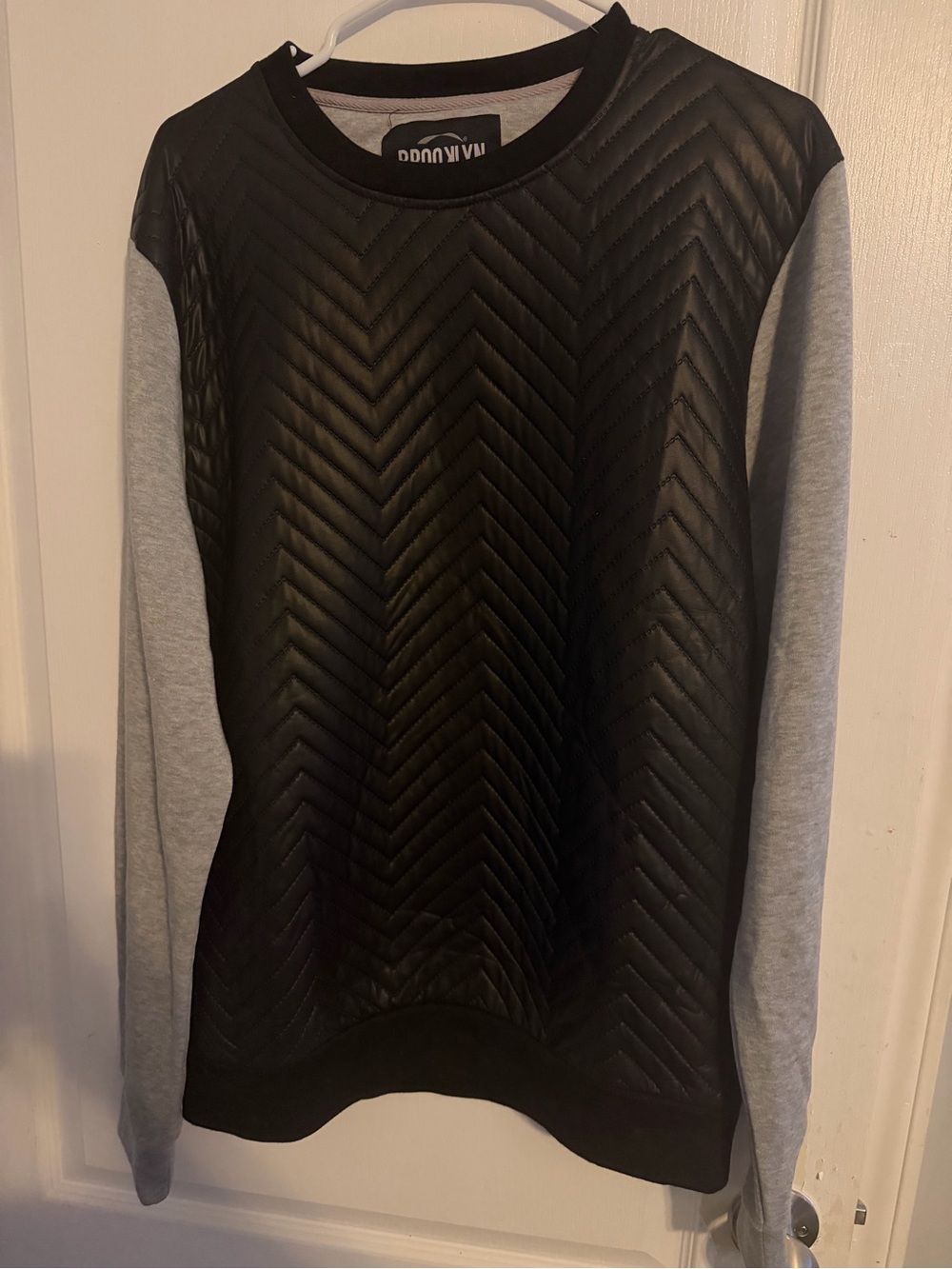 Black Quilted Front Sweatshirt with Grey Sleeves